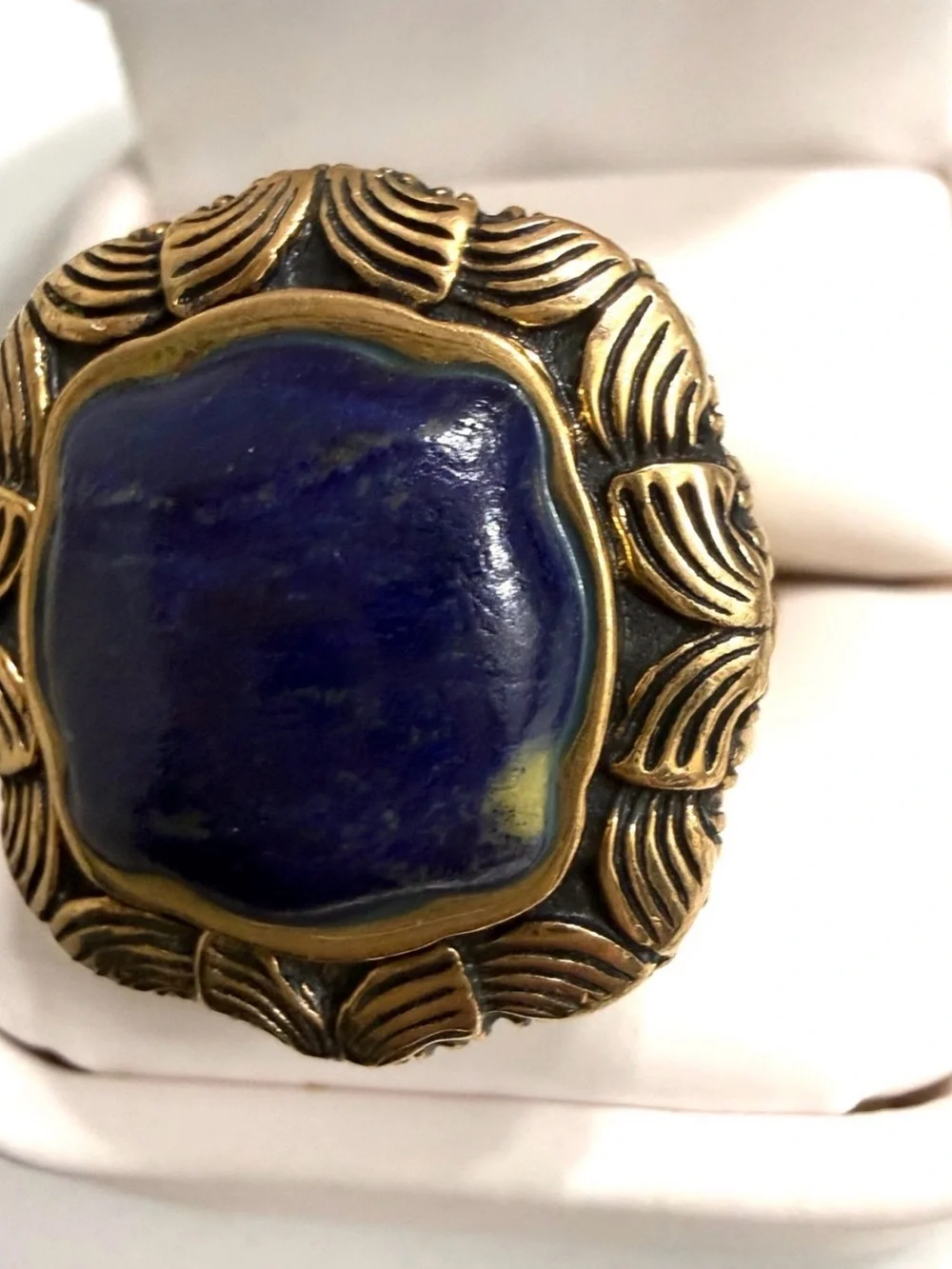 Vintage Studio Barse Thai Bronze Lapis Lazuli Statement Ring Size 9 Heavy 17.8g